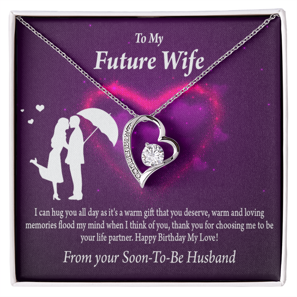 To My Fiancee Awesome Birthday Forever Necklace w Message Card-Express Your Love Gifts