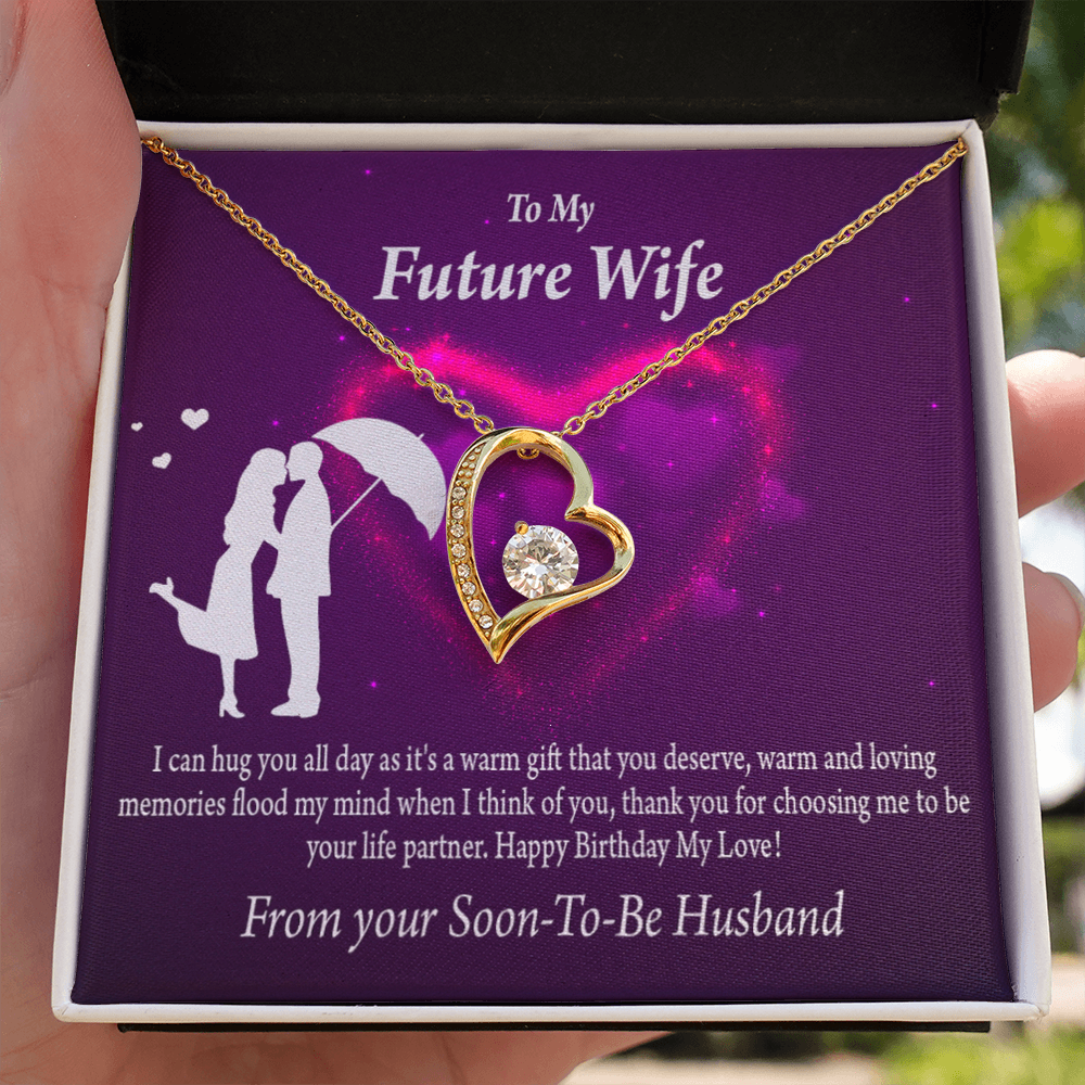 To My Fiancee Awesome Birthday Forever Necklace w Message Card-Express Your Love Gifts