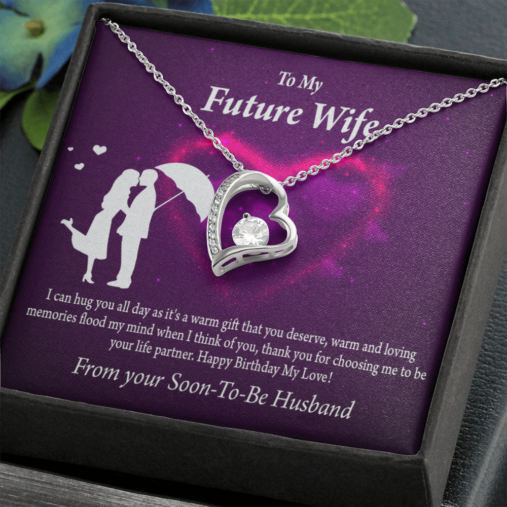 To My Fiancee Awesome Birthday Forever Necklace w Message Card-Express Your Love Gifts