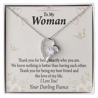 To My Fiancee Best Friend And Love Forever Necklace w Message Card-Express Your Love Gifts