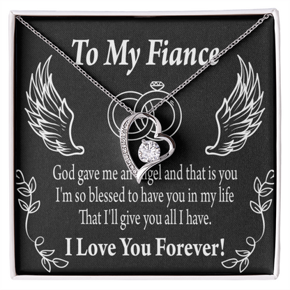 To My Fiancee Blessed to have You Forever Necklace w Message Card-Express Your Love Gifts