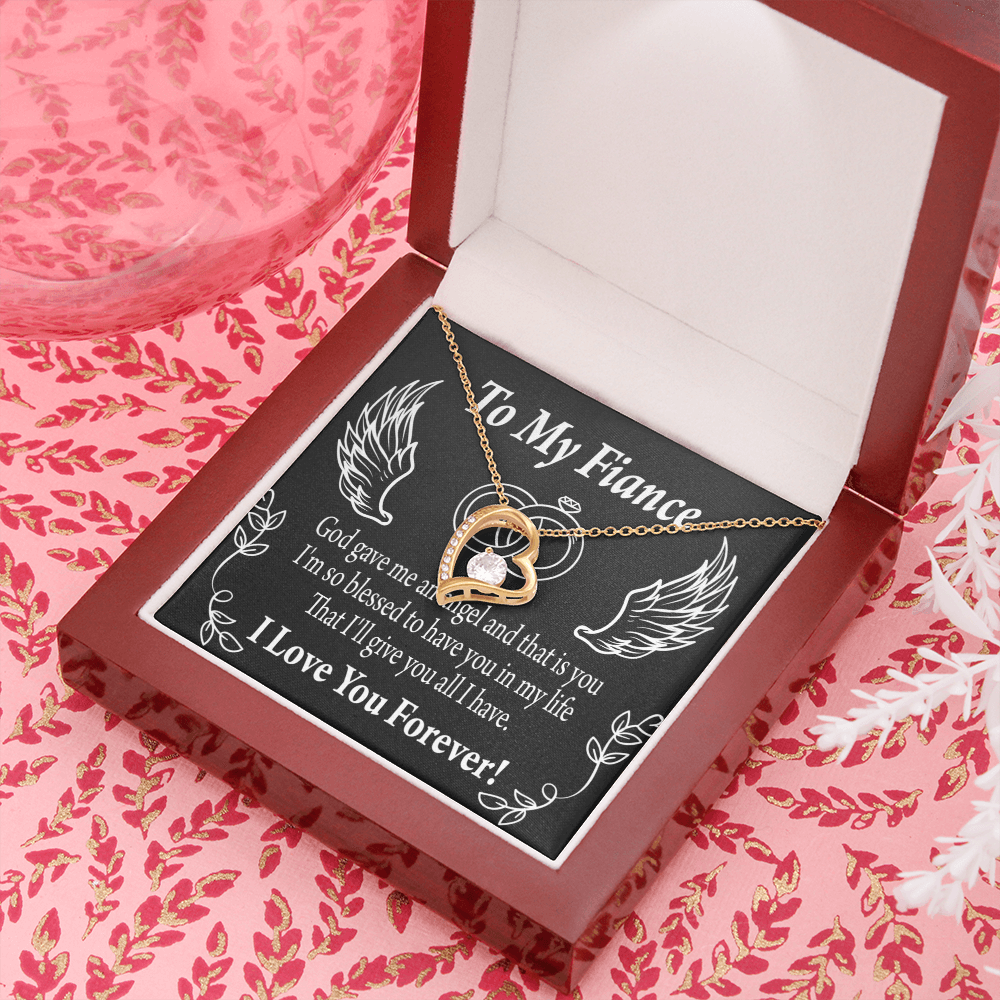 To My Fiancee Blessed to have You Forever Necklace w Message Card-Express Your Love Gifts