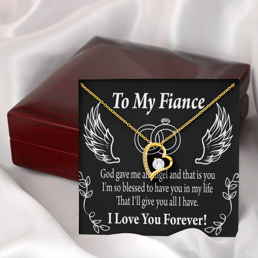 To My Fiancee Blessed to have You Forever Necklace w Message Card-Express Your Love Gifts