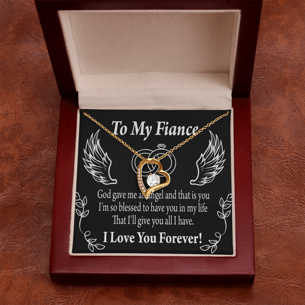 To My Fiancee Blessed to have You Forever Necklace w Message Card-Express Your Love Gifts