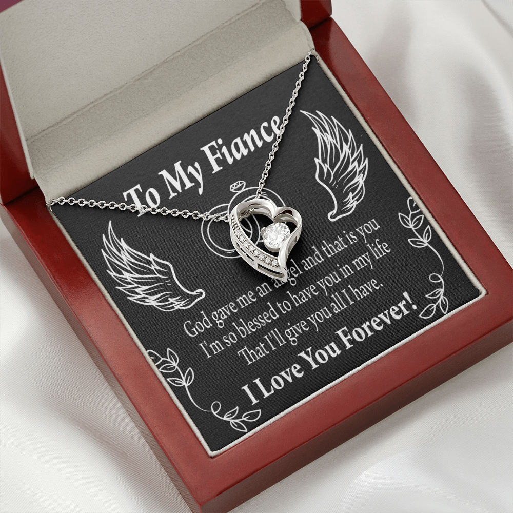 To My Fiancee Blessed to have You Forever Necklace w Message Card-Express Your Love Gifts