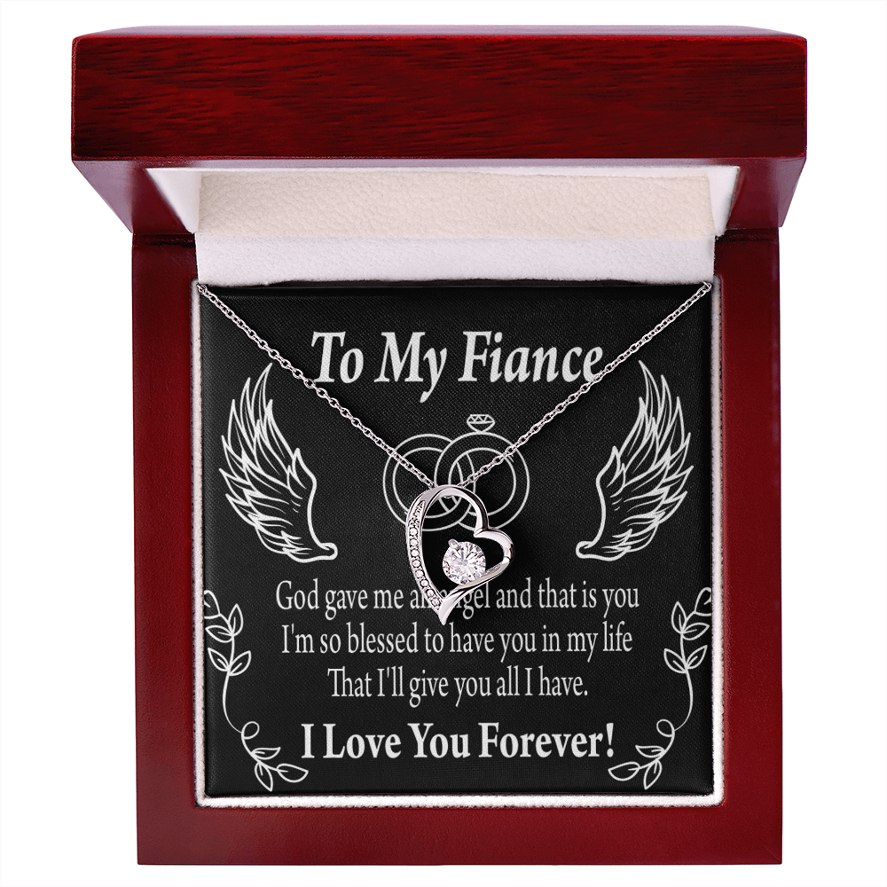 To My Fiancee Blessed to have You Forever Necklace w Message Card-Express Your Love Gifts