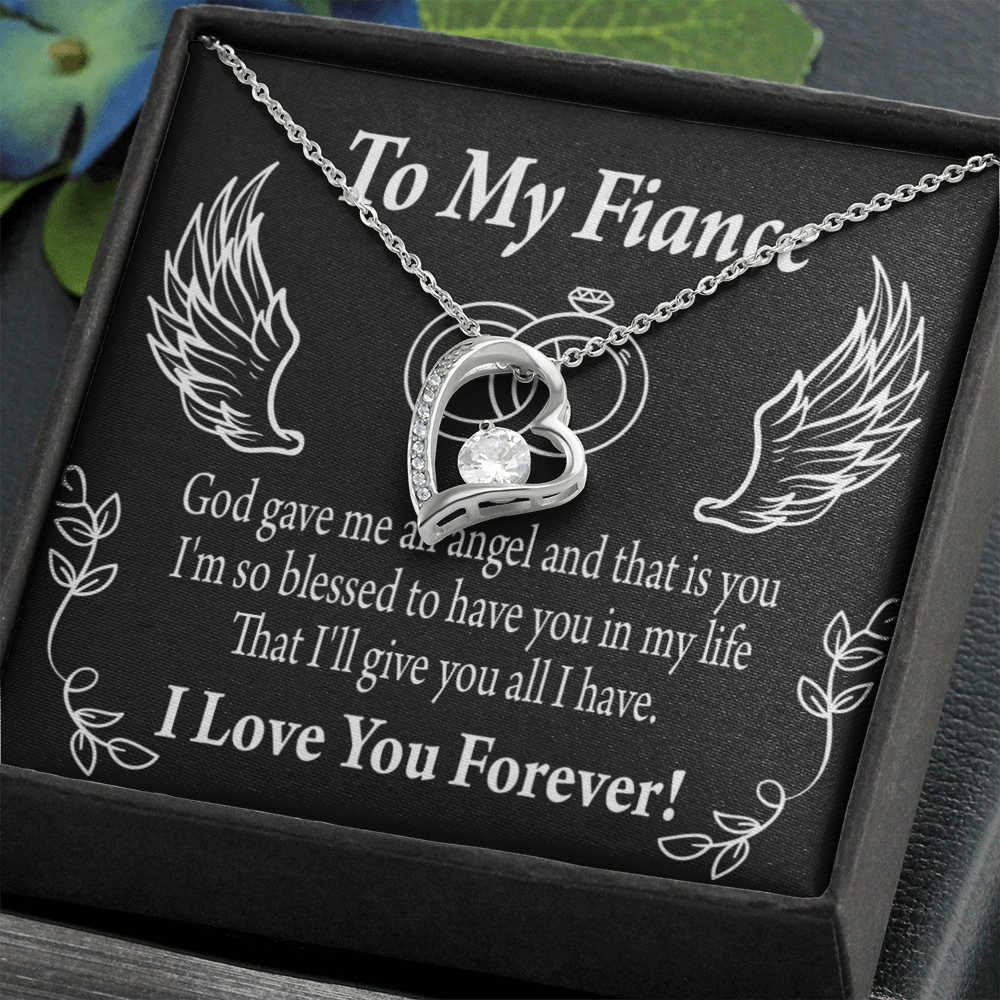 To My Fiancee Blessed to have You Forever Necklace w Message Card-Express Your Love Gifts