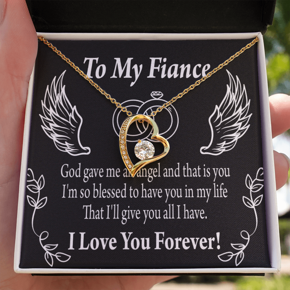 To My Fiancee Blessed to have You Forever Necklace w Message Card-Express Your Love Gifts