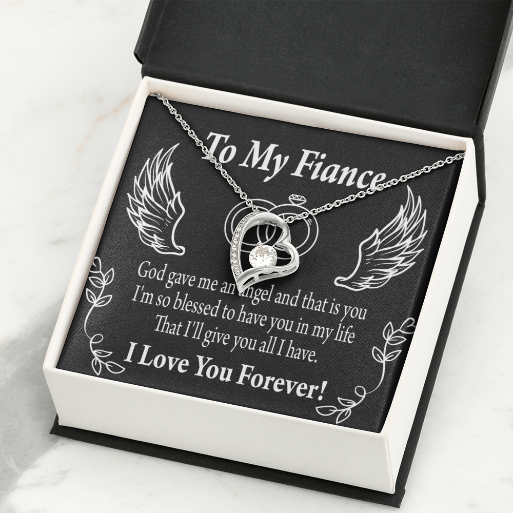 To My Fiancee Blessed to have You Forever Necklace w Message Card-Express Your Love Gifts