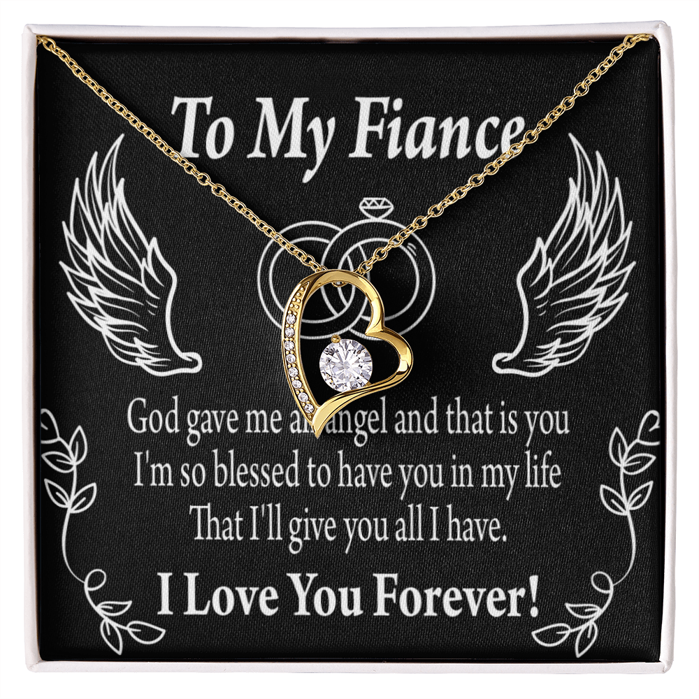 To My Fiancee Blessed to have You Forever Necklace w Message Card-Express Your Love Gifts