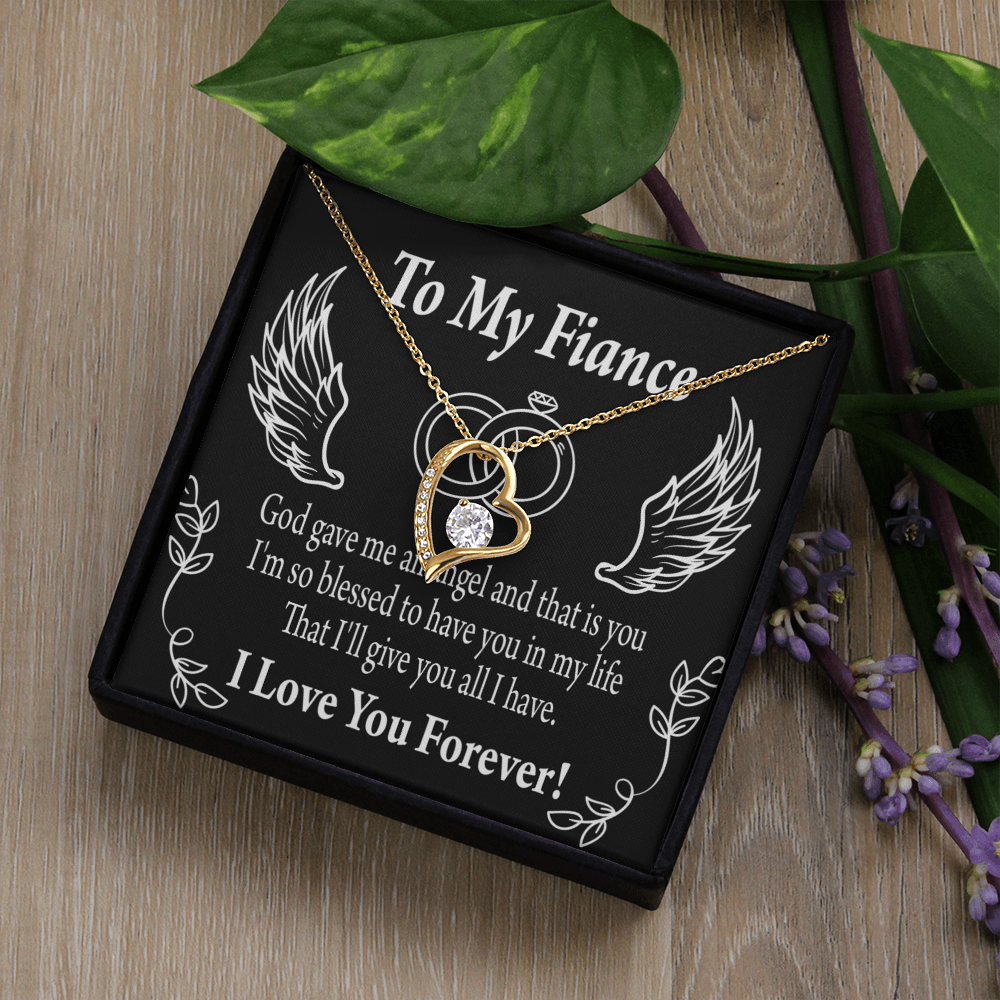 To My Fiancee Blessed to have You Forever Necklace w Message Card-Express Your Love Gifts