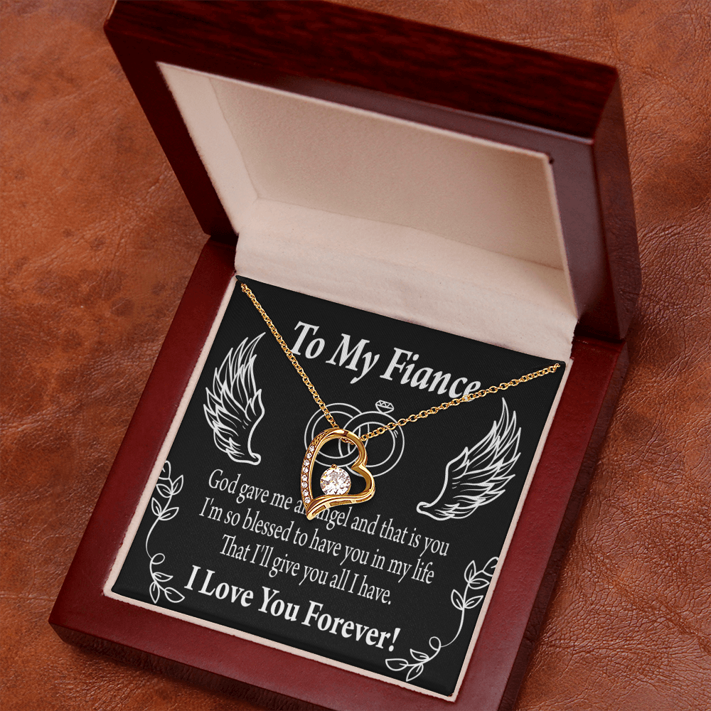 To My Fiancee Blessed to have You Forever Necklace w Message Card-Express Your Love Gifts