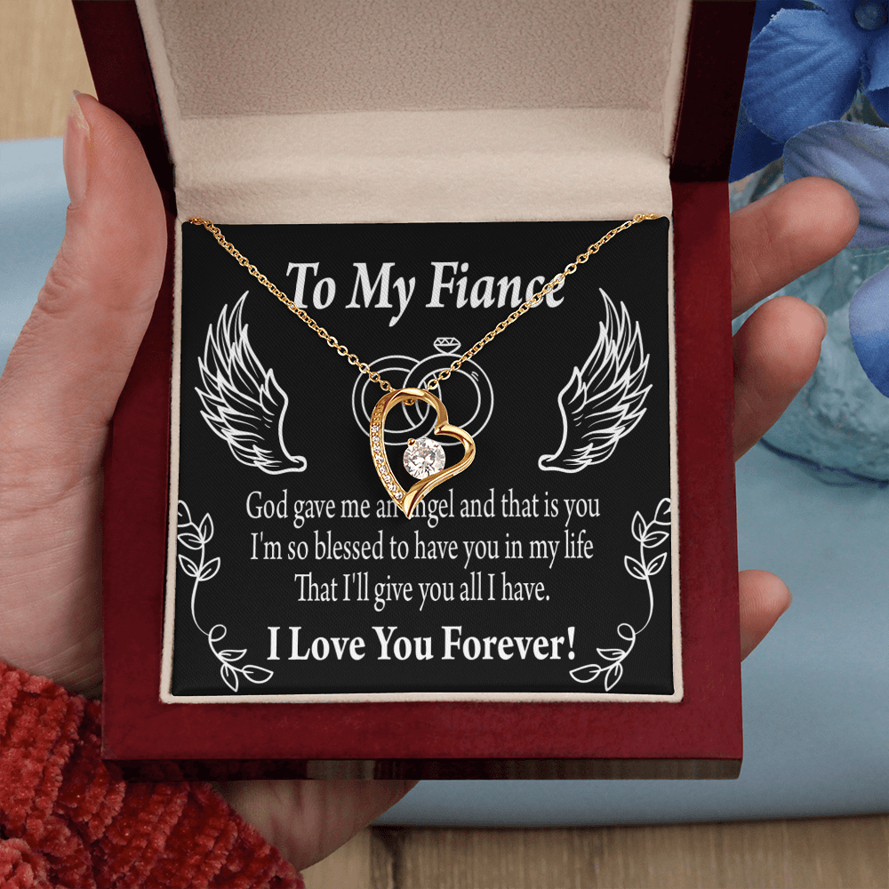 To My Fiancee Blessed to have You Forever Necklace w Message Card-Express Your Love Gifts