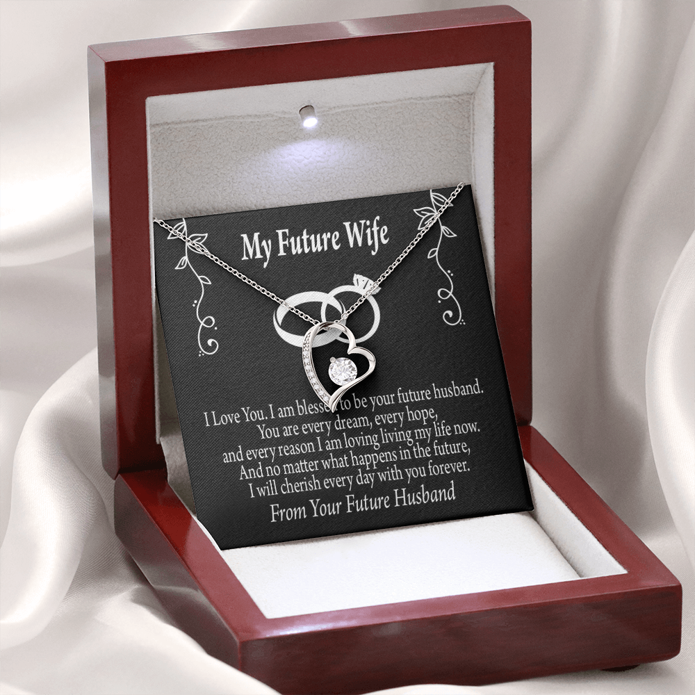 To My Fiancee Every Dream Forever Necklace w Message Card-Express Your Love Gifts
