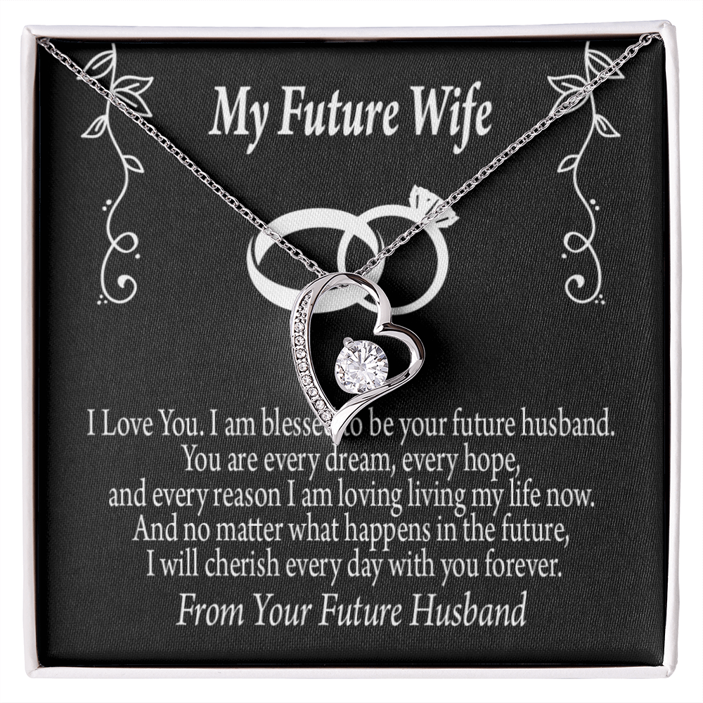 To My Fiancee Every Dream Forever Necklace w Message Card-Express Your Love Gifts