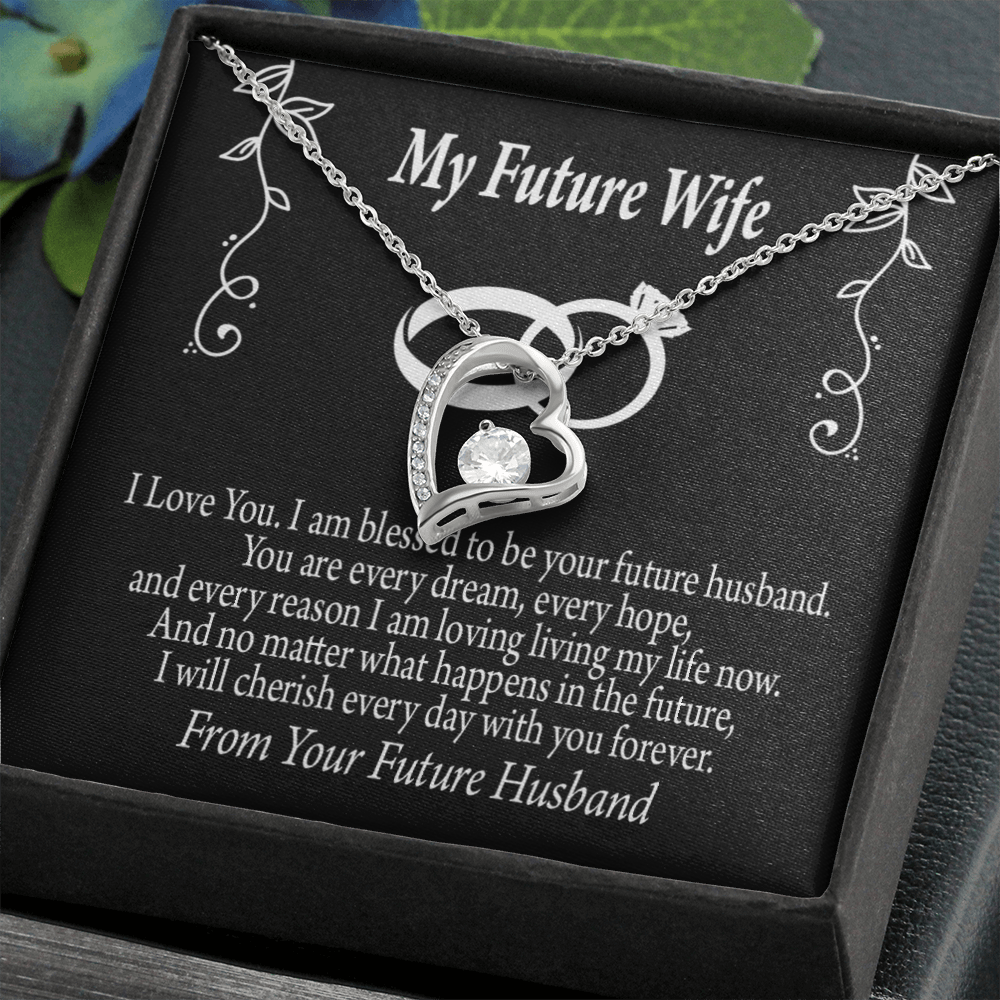 To My Fiancee Every Dream Forever Necklace w Message Card-Express Your Love Gifts