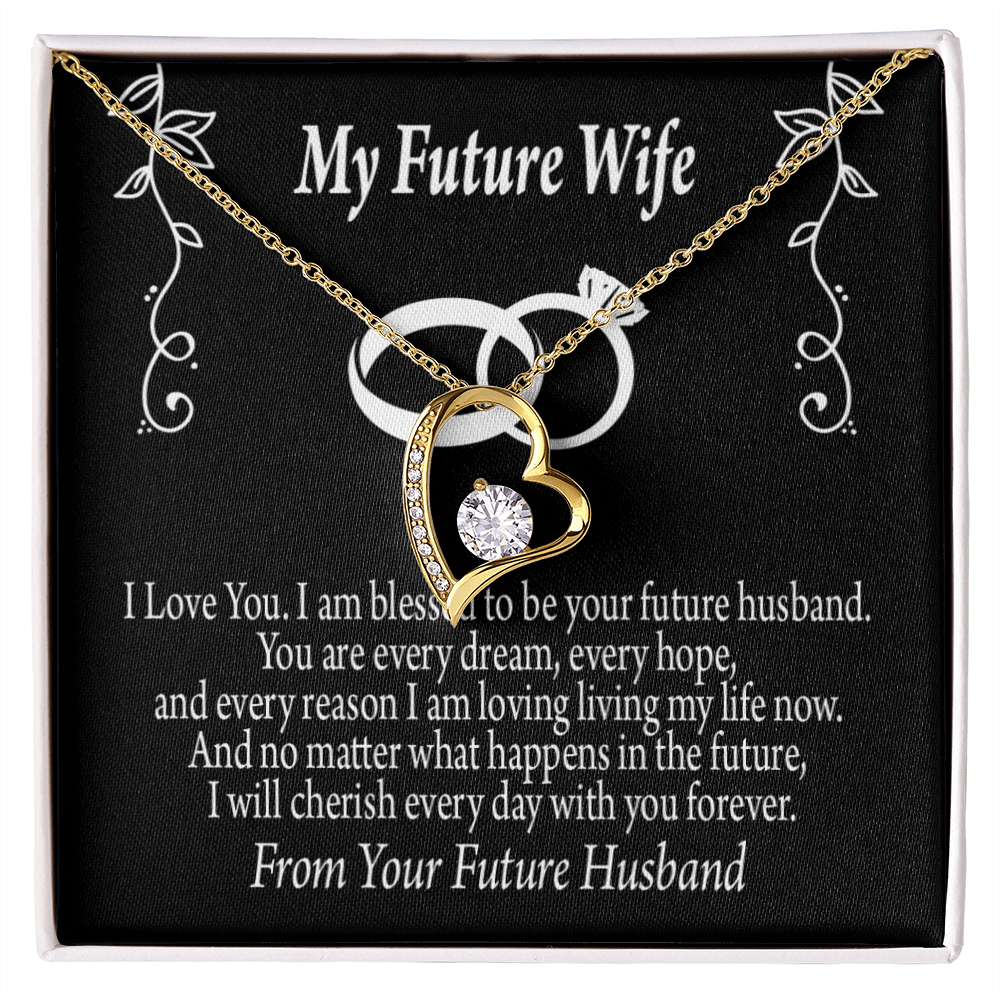 To My Fiancee Every Dream Forever Necklace w Message Card-Express Your Love Gifts