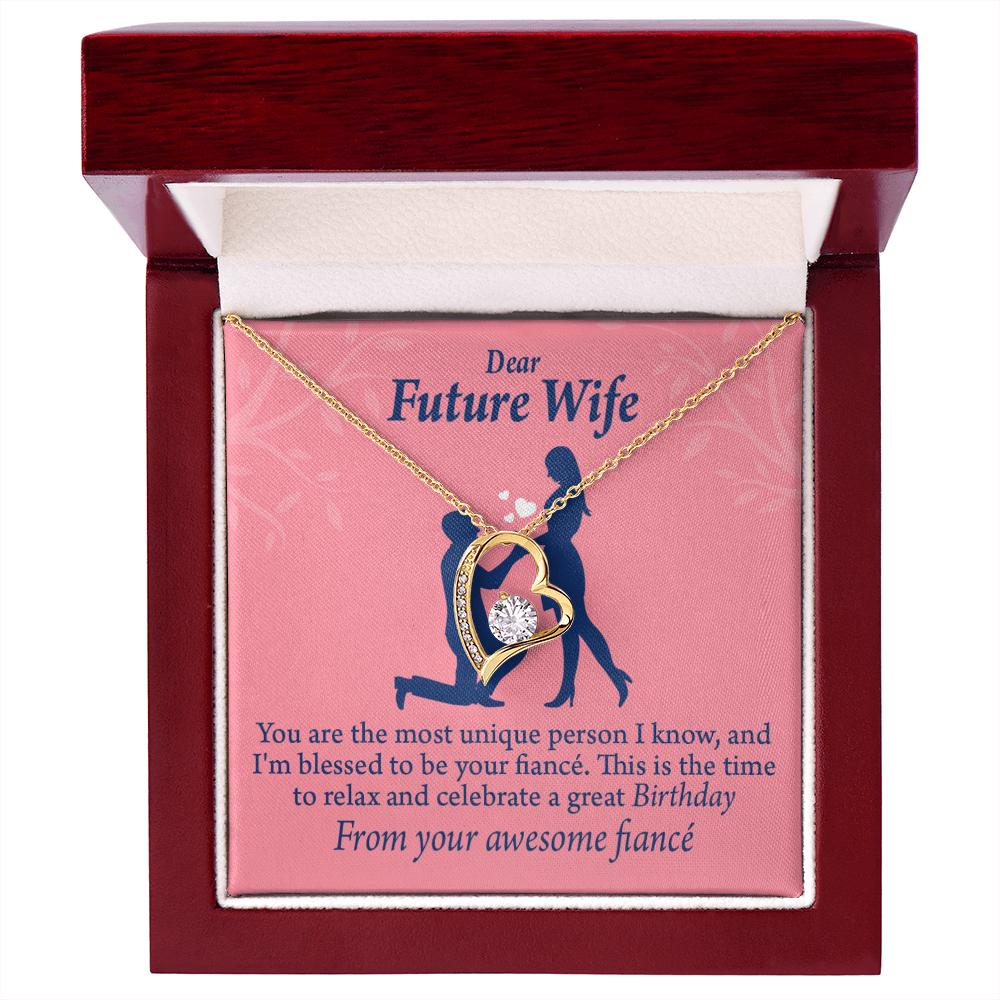 To My Fiancee Fiancee Birthday Forever Necklace w Message Card-Express Your Love Gifts