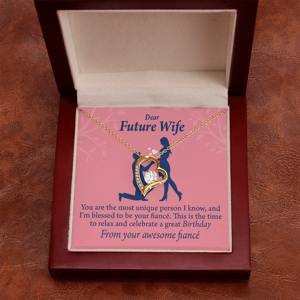 To My Fiancee Fiancee Birthday Forever Necklace w Message Card-Express Your Love Gifts