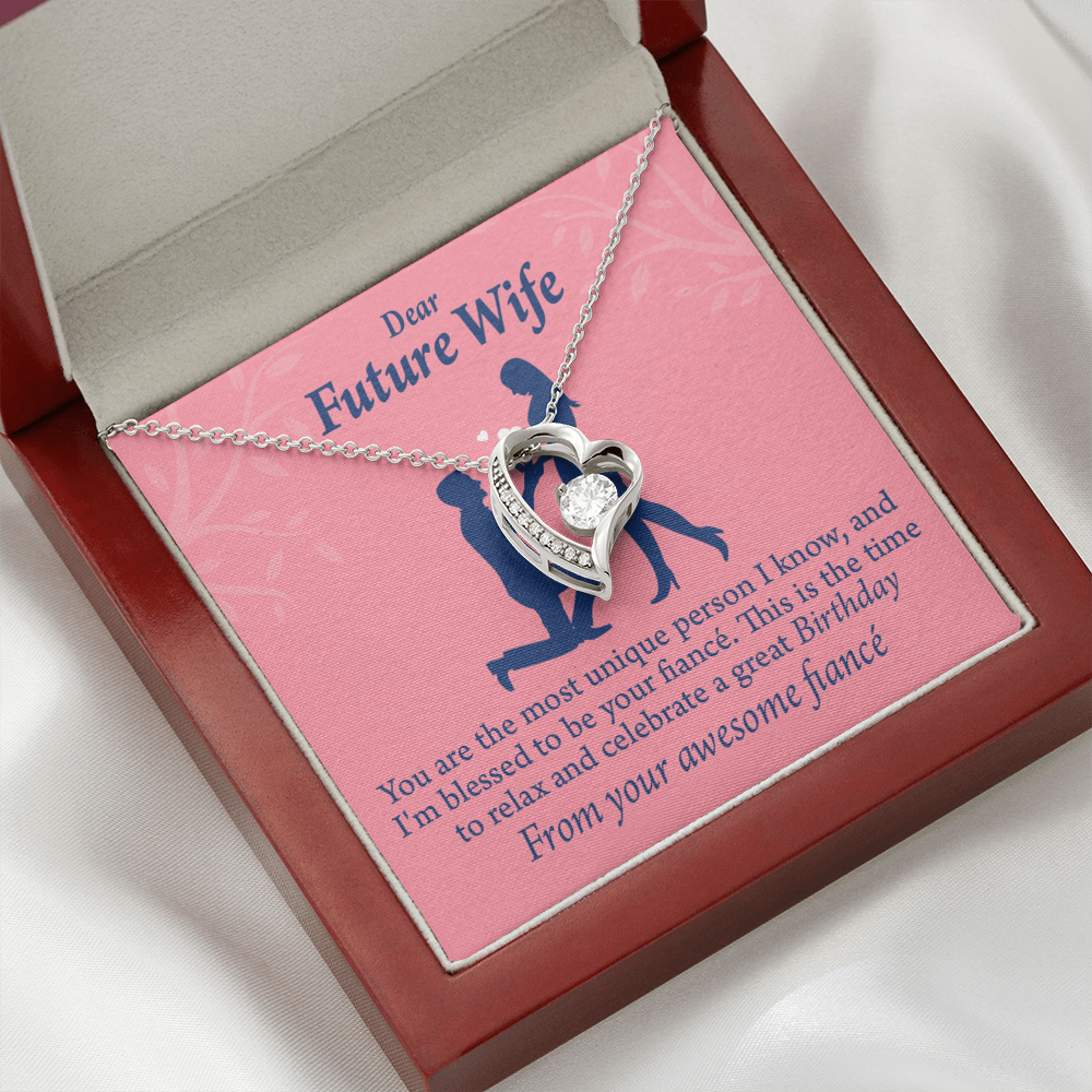 To My Fiancee Fiancee Birthday Forever Necklace w Message Card-Express Your Love Gifts