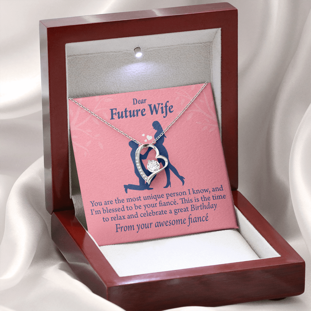 To My Fiancee Fiancee Birthday Forever Necklace w Message Card-Express Your Love Gifts