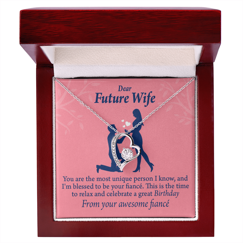 To My Fiancee Fiancee Birthday Forever Necklace w Message Card-Express Your Love Gifts