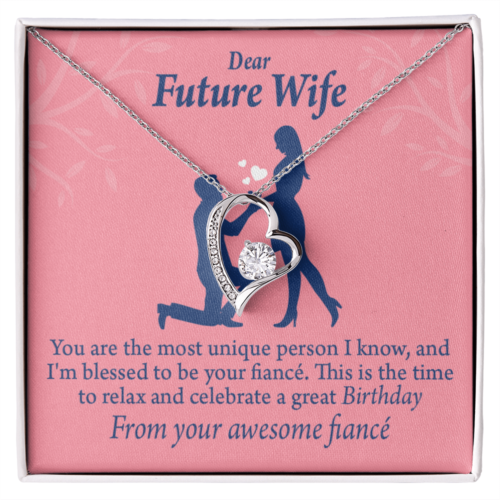 To My Fiancee Fiancee Birthday Forever Necklace w Message Card-Express Your Love Gifts