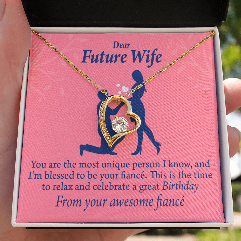 To My Fiancee Fiancee Birthday Forever Necklace w Message Card-Express Your Love Gifts