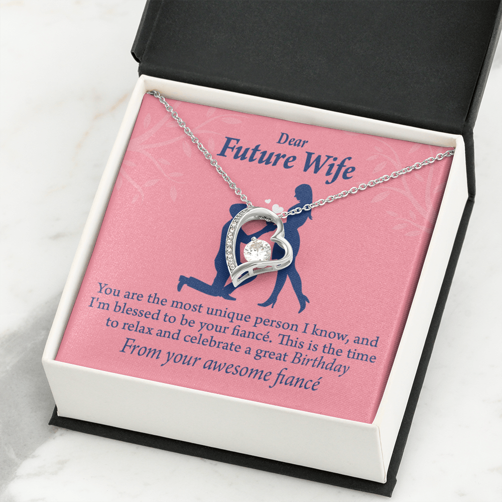 To My Fiancee Fiancee Birthday Forever Necklace w Message Card-Express Your Love Gifts