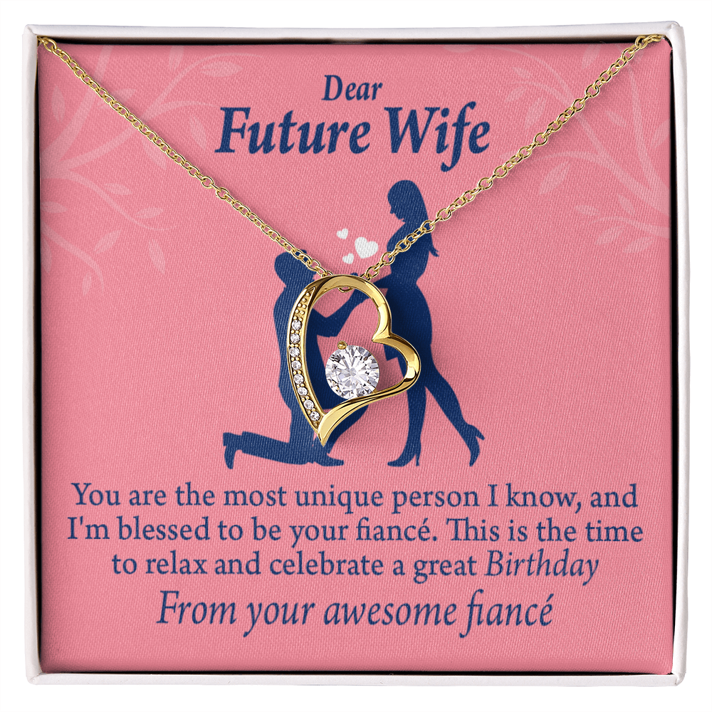 To My Fiancee Fiancee Birthday Forever Necklace w Message Card-Express Your Love Gifts