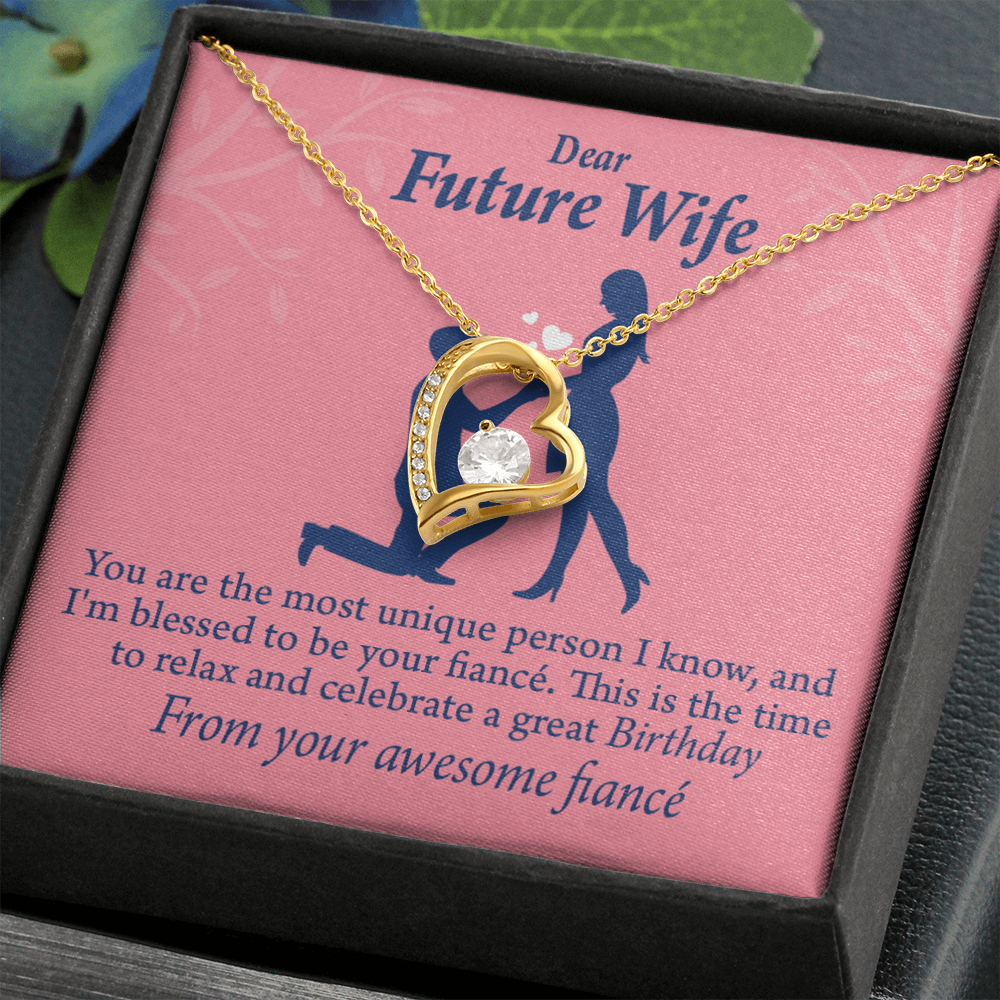 To My Fiancee Fiancee Birthday Forever Necklace w Message Card-Express Your Love Gifts