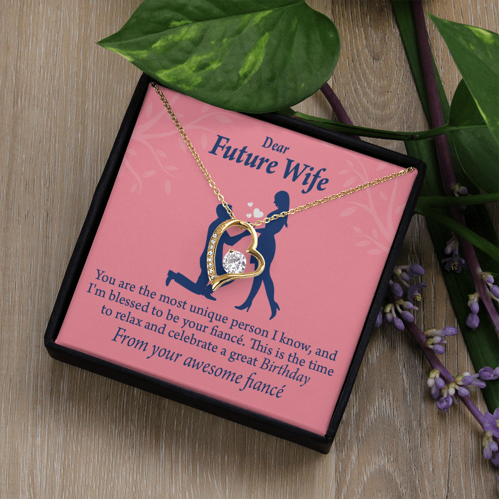 To My Fiancee Fiancee Birthday Forever Necklace w Message Card-Express Your Love Gifts