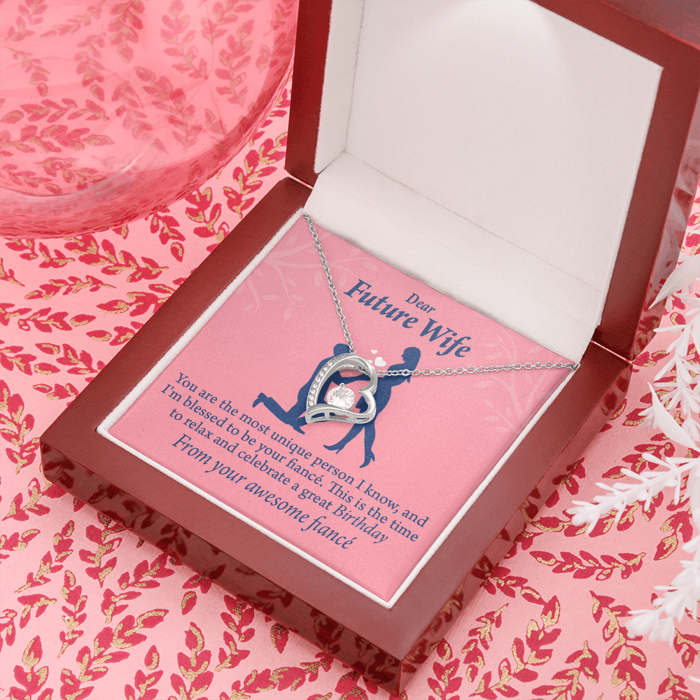 To My Fiancee Fiancee Birthday Forever Necklace w Message Card-Express Your Love Gifts