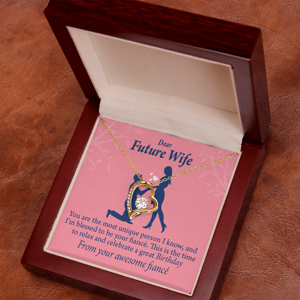 To My Fiancee Fiancee Birthday Forever Necklace w Message Card-Express Your Love Gifts