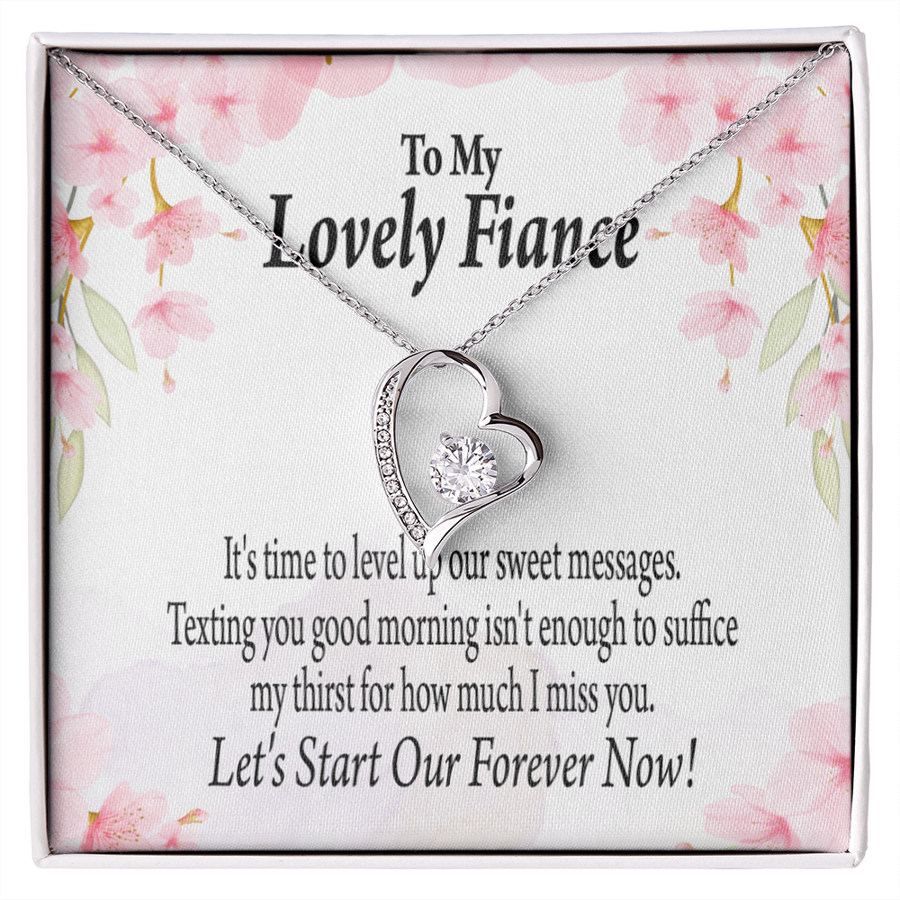 To My Fiancee Forever is Now Forever Necklace w Message Card-Express Your Love Gifts