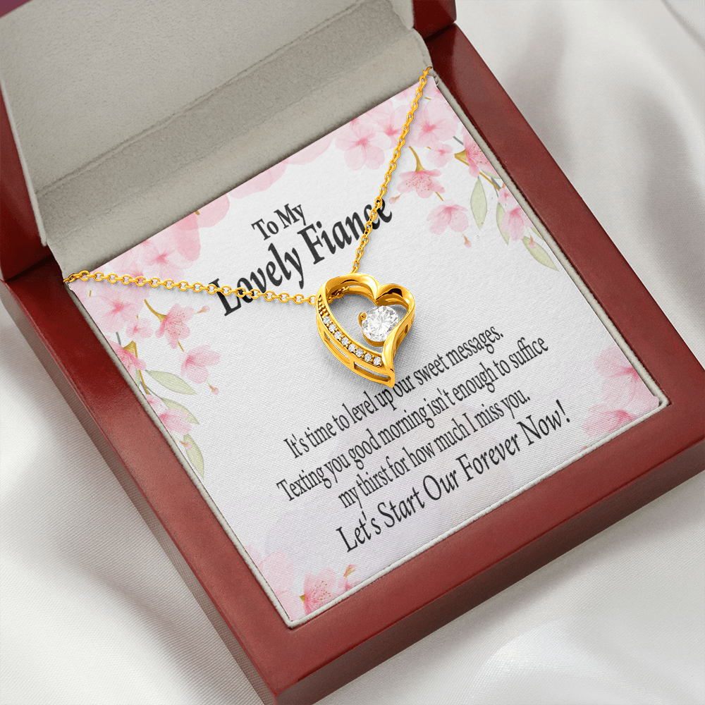 To My Fiancee Forever is Now Forever Necklace w Message Card-Express Your Love Gifts