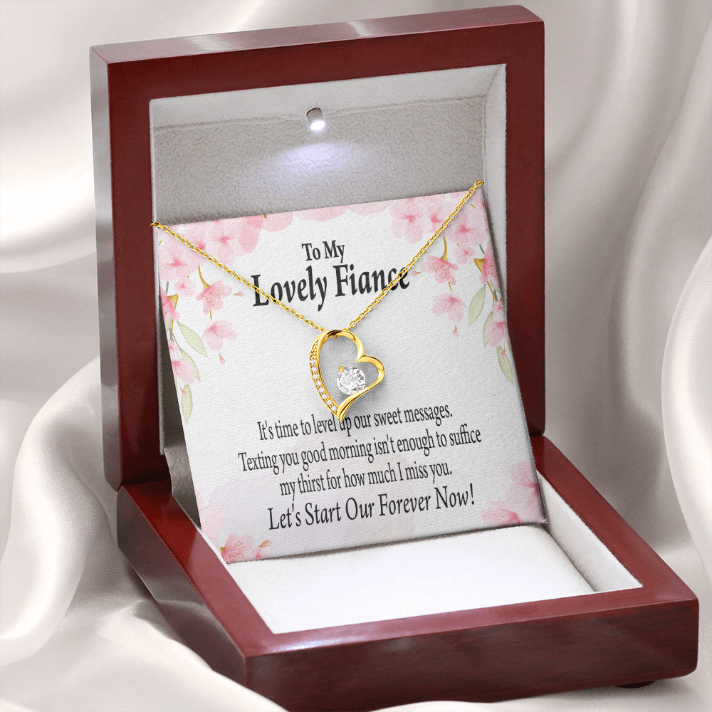 To My Fiancee Forever is Now Forever Necklace w Message Card-Express Your Love Gifts