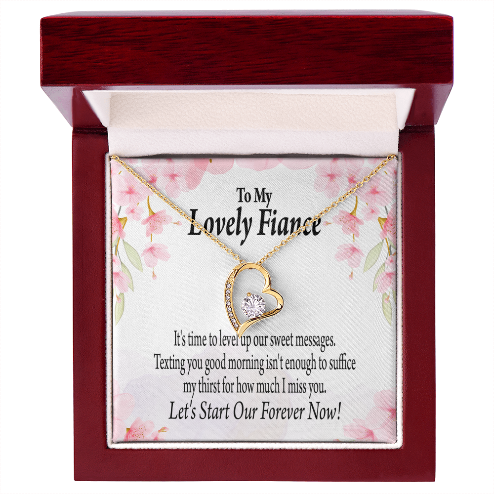 To My Fiancee Forever is Now Forever Necklace w Message Card-Express Your Love Gifts