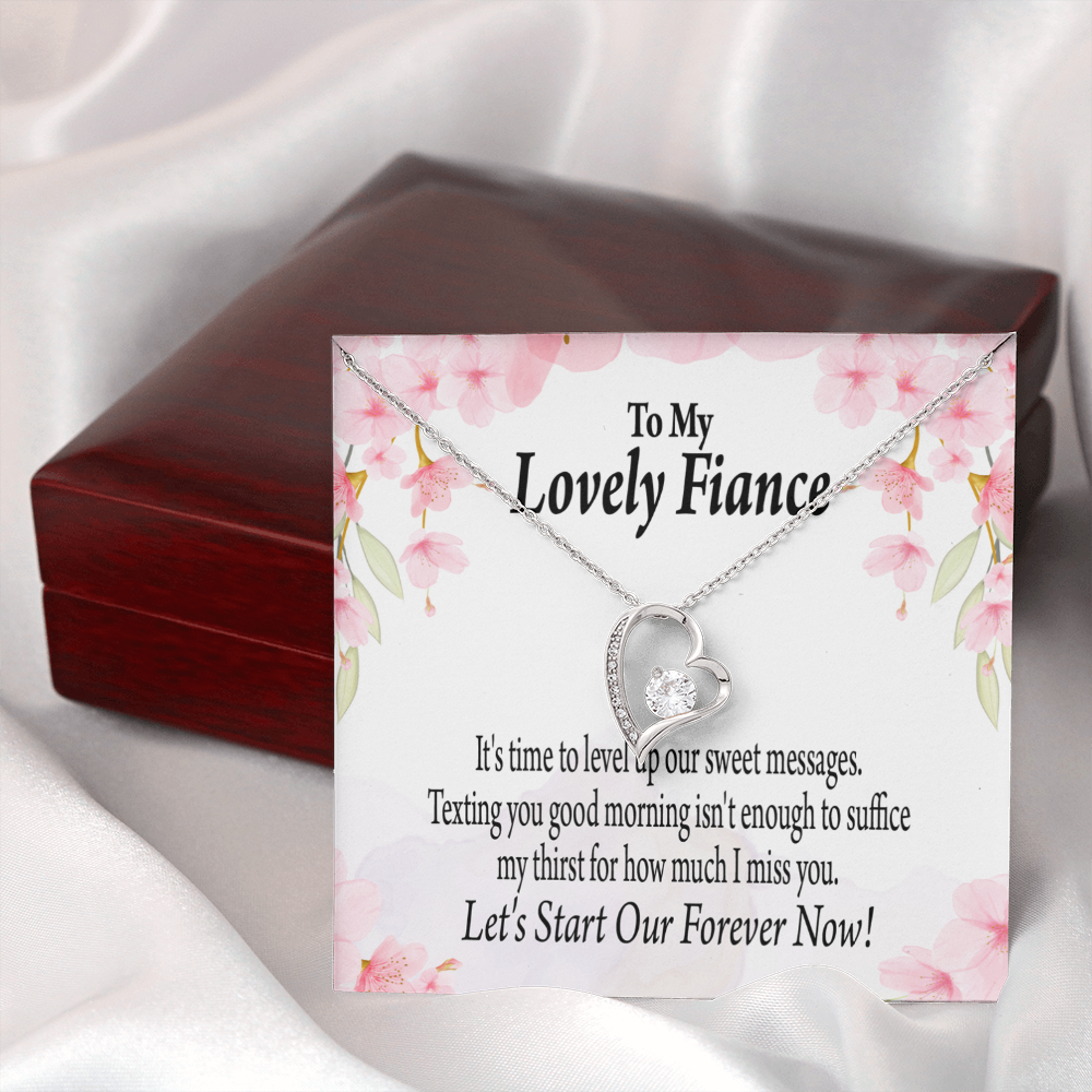 To My Fiancee Forever is Now Forever Necklace w Message Card-Express Your Love Gifts