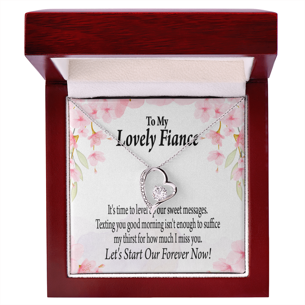 To My Fiancee Forever is Now Forever Necklace w Message Card-Express Your Love Gifts