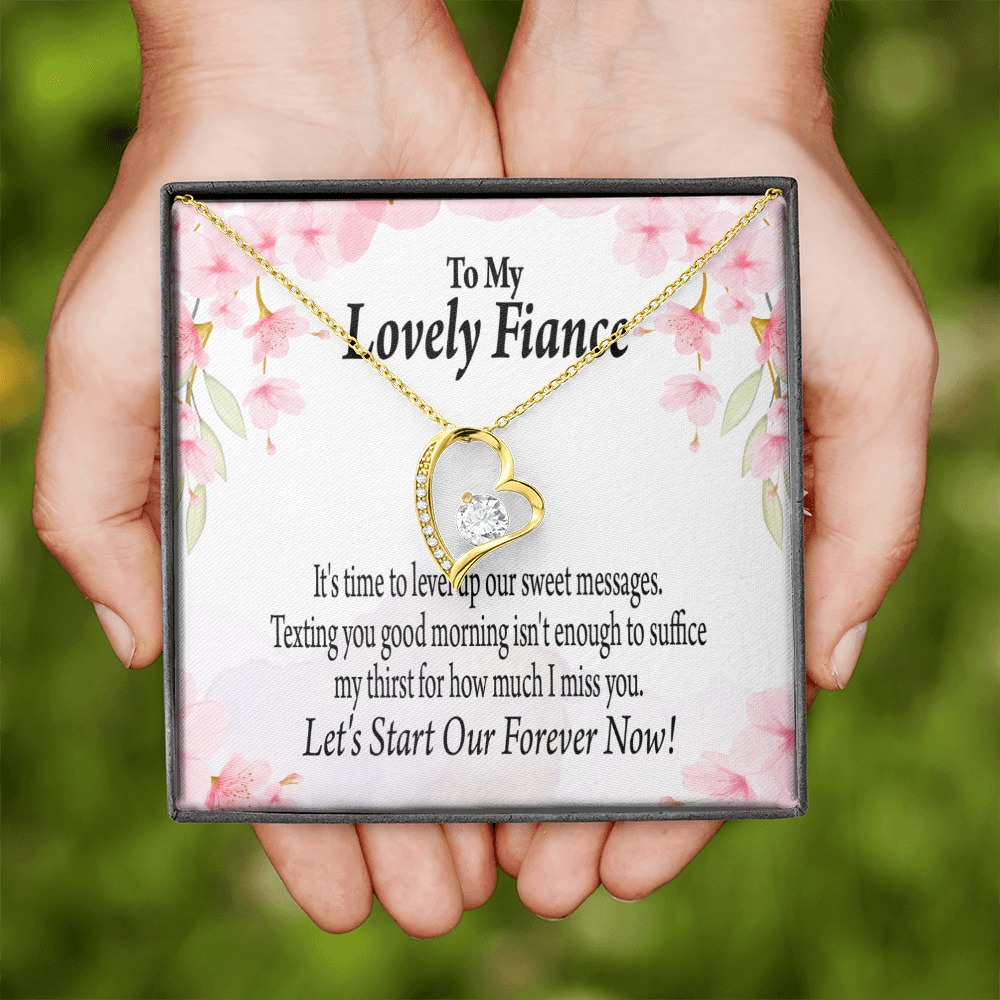 To My Fiancee Forever is Now Forever Necklace w Message Card-Express Your Love Gifts