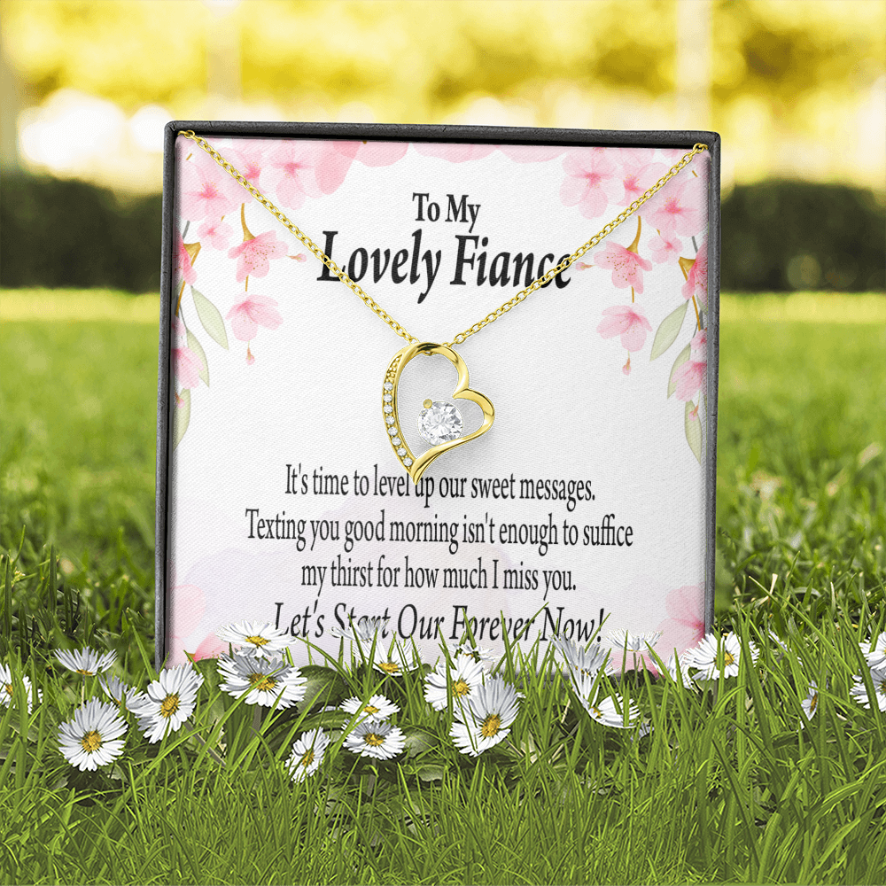 To My Fiancee Forever is Now Forever Necklace w Message Card-Express Your Love Gifts