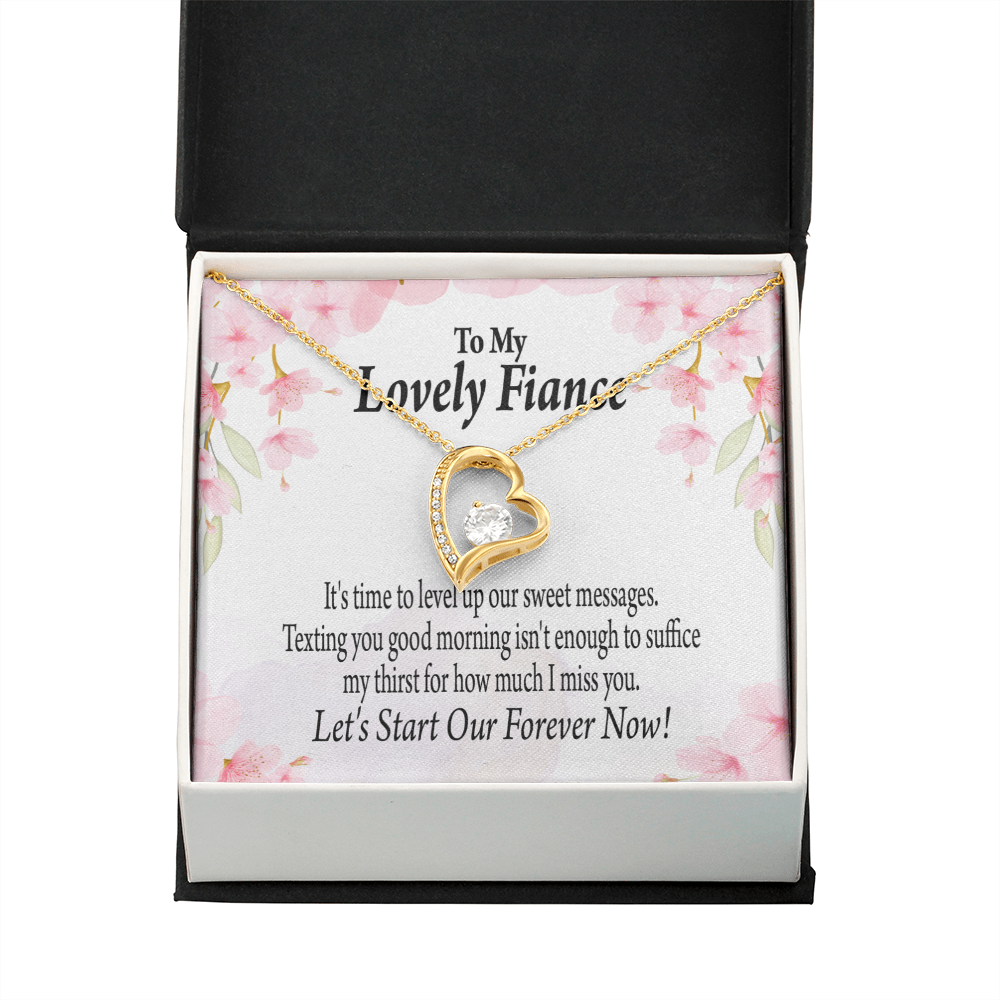 To My Fiancee Forever is Now Forever Necklace w Message Card-Express Your Love Gifts