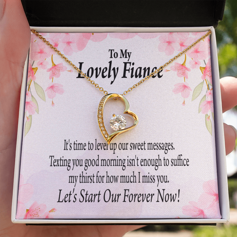 To My Fiancee Forever is Now Forever Necklace w Message Card-Express Your Love Gifts