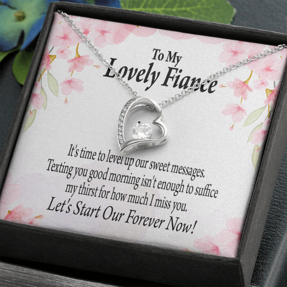 To My Fiancee Forever is Now Forever Necklace w Message Card-Express Your Love Gifts