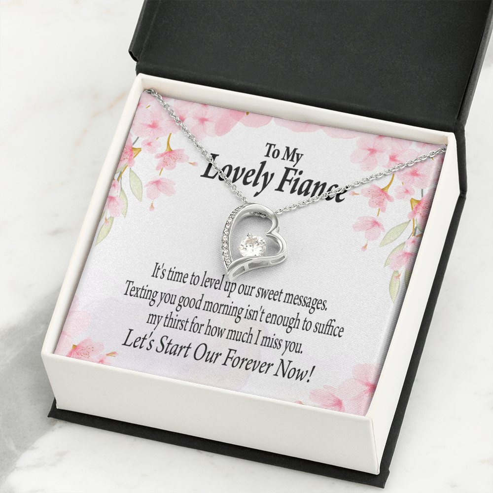 To My Fiancee Forever is Now Forever Necklace w Message Card-Express Your Love Gifts