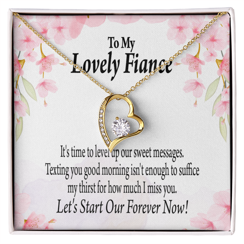 To My Fiancee Forever is Now Forever Necklace w Message Card-Express Your Love Gifts