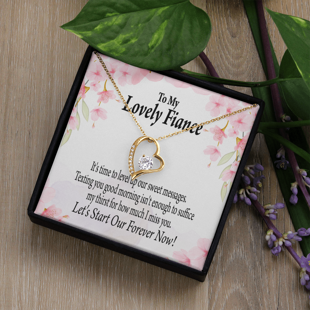 To My Fiancee Forever is Now Forever Necklace w Message Card-Express Your Love Gifts