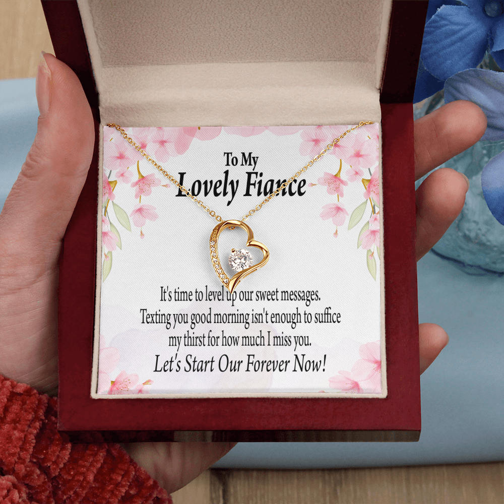 To My Fiancee Forever is Now Forever Necklace w Message Card-Express Your Love Gifts