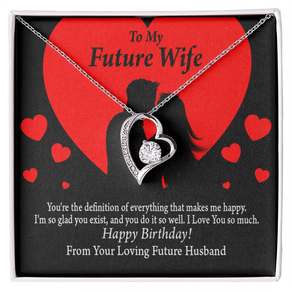 To My Fiancee Glad To Exist Forever Necklace w Message Card-Express Your Love Gifts